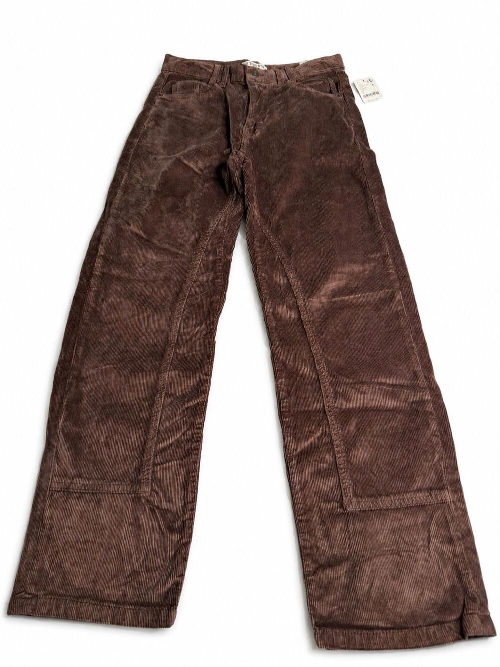 NWT Free People High Rise Straight Leg Brown Corduroy Pants Size 26 New